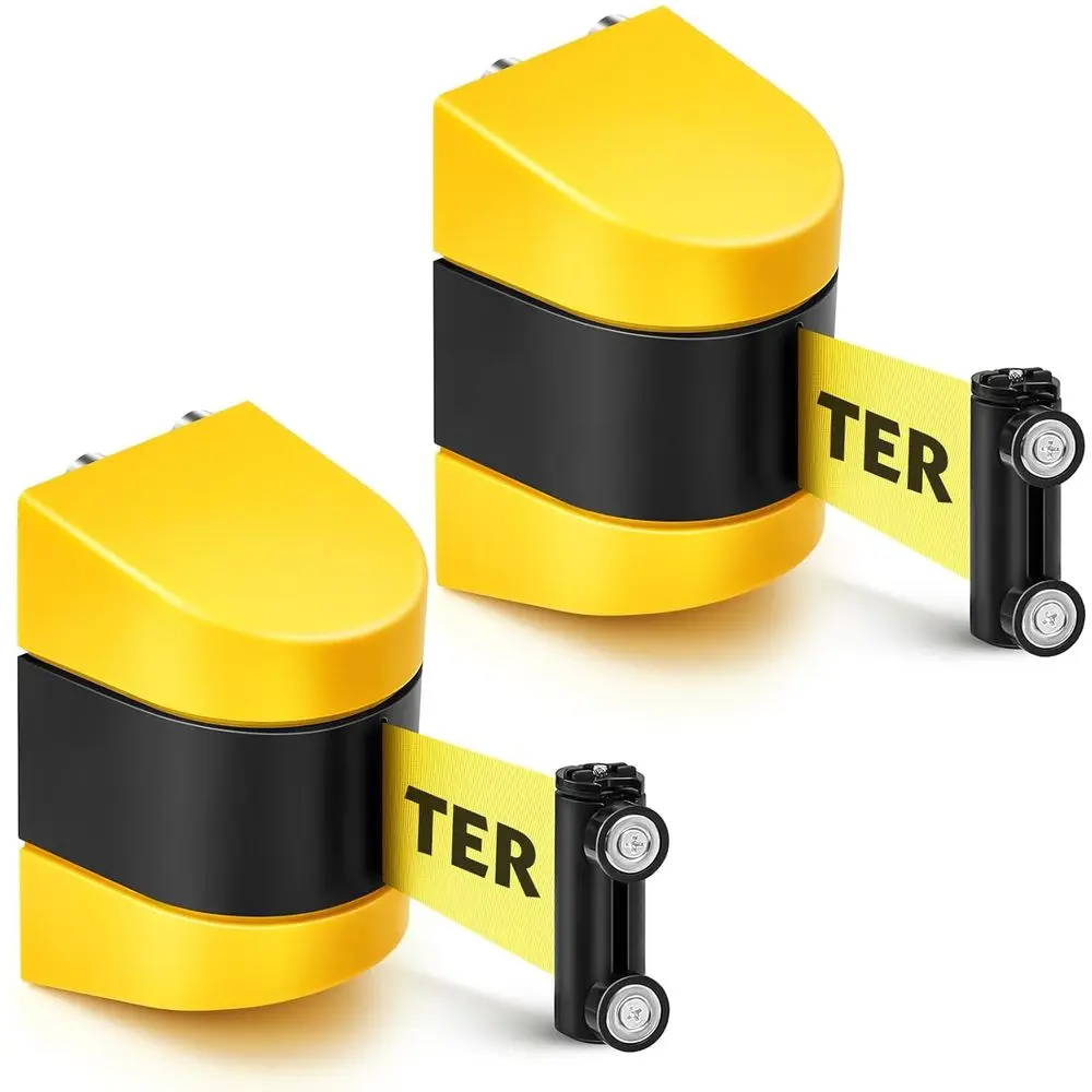 

8.2ft Magnetic Retractable Crowd Control Barrier, Wall-Mounted Safety Belt, Do Not Enter Sign for Retail & Stadiums (Yellow)