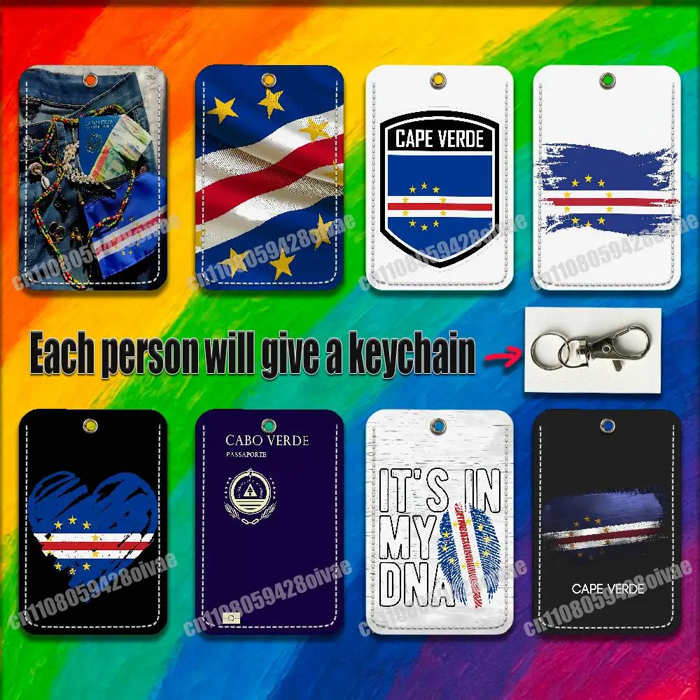 

Africa Cape Verde Passport Flag For ID Clips Credit Bank Bag Bus Meal Card Holder Cover Pocket Decoration Keychain