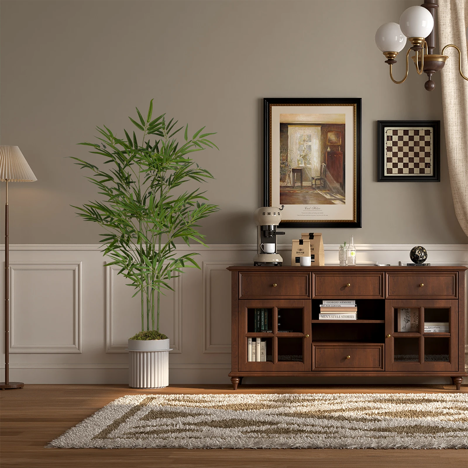 Interior Design Office - شجرة بامبو اصطناعية بارتفاع 4/5/6 أقدام،
