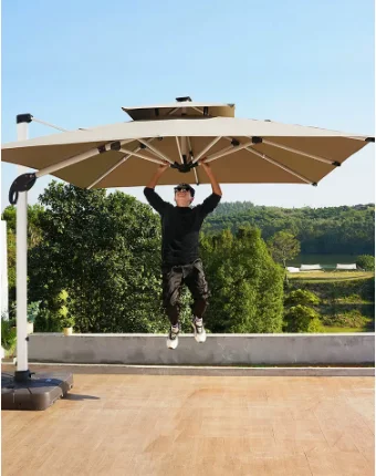 

Roman Umbrella Solar/Battery Light with Light Strips Outdoor Courtyard Umbrella Sun Umbrella Sun Shelter Sun Umbrella