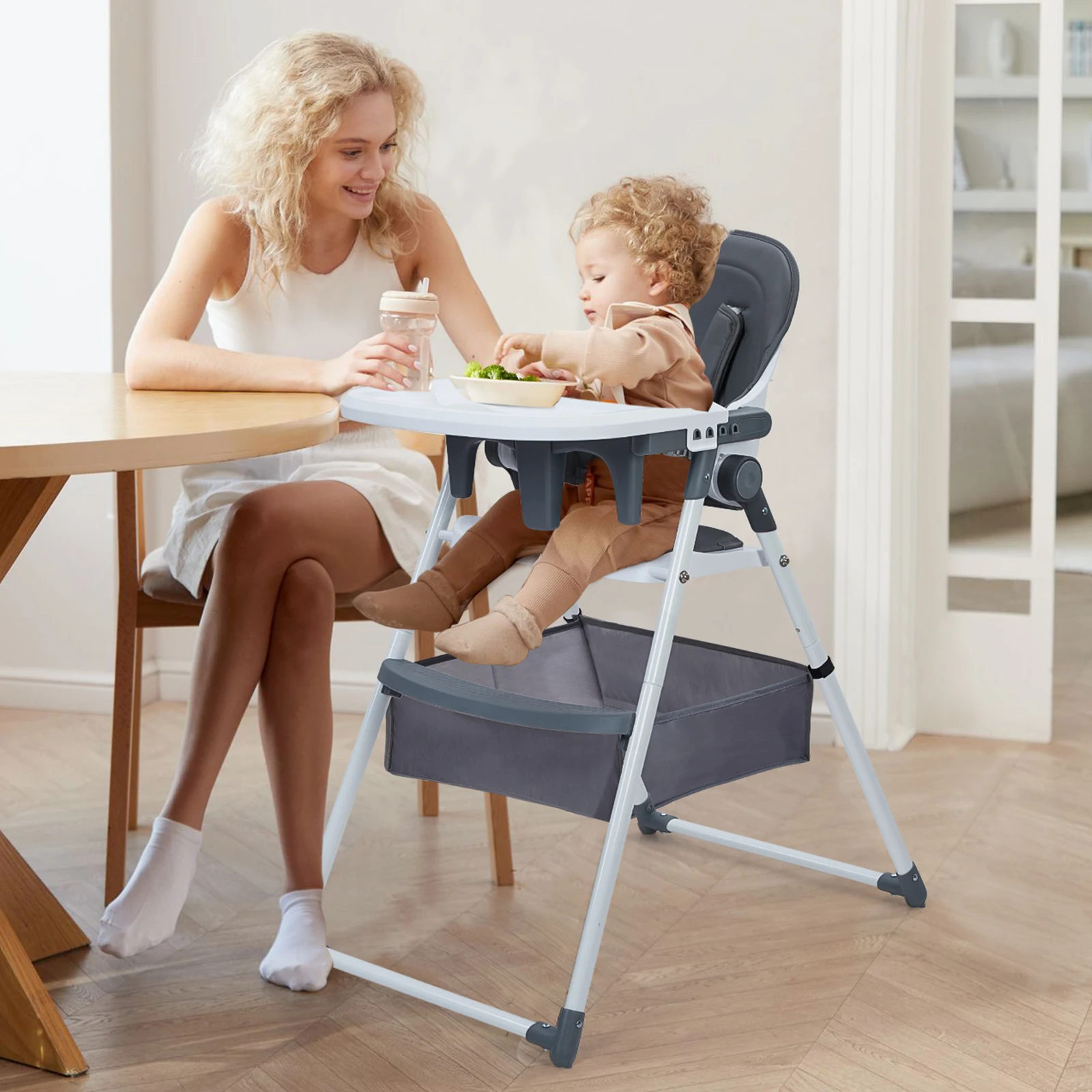 4 in 1 Baby High Chair, High Chairs for Babies and Toddlers, Portable Feeding and Eating Seat, Foldable Highchair Ultra Compact