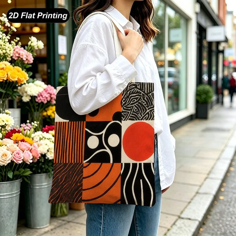 Tote Bag Women's Handbag Abstract Geometric Patchwork Print Tote Bag Large capacity and durable Adapted shopping Daily Use