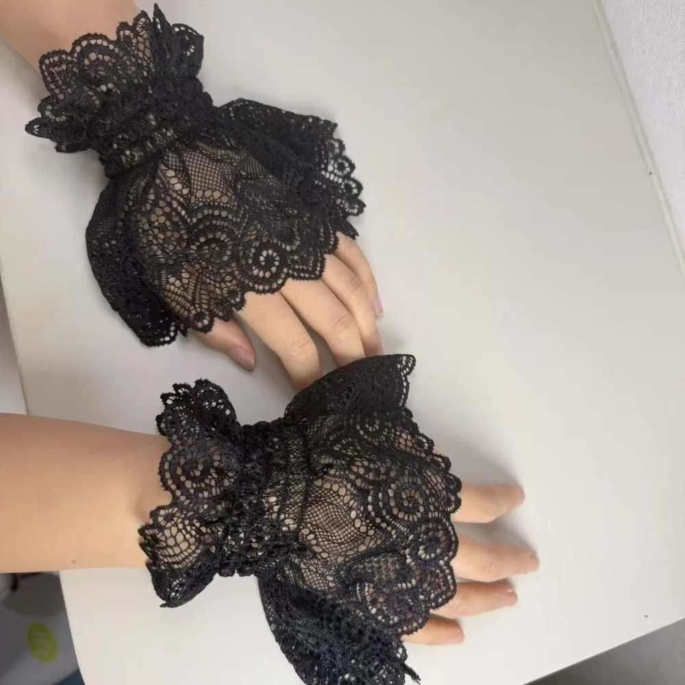 

Ruffles Pleated Detachable Cuffs Ruched White Fake Flared Sleeves Hand Wrist Cuffs Lace Fake Sleeves Cuff Lolita Matching