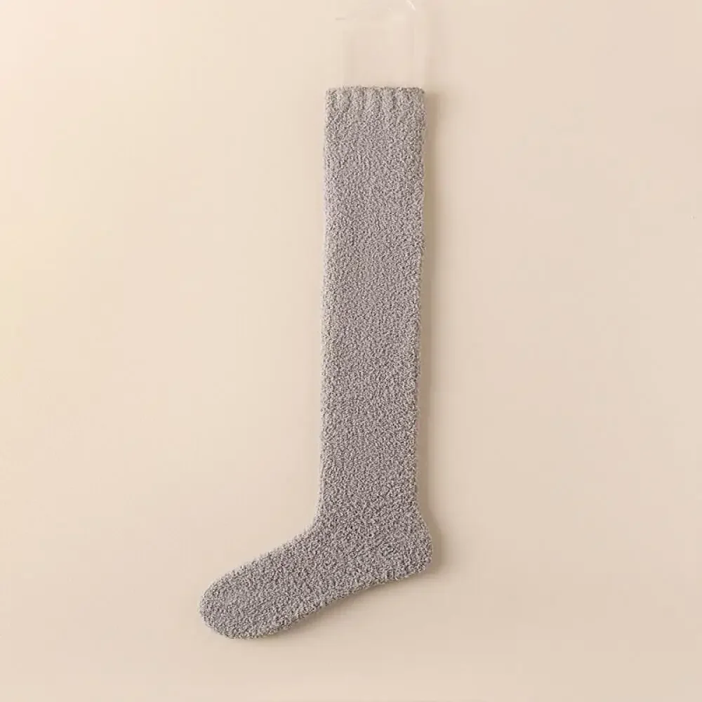 Plush-Lined Tall Socks Fuzzy Insulated Stockings Snug Slipper Socks Slim Leg Cozy Hosiery 2024 Latest Warm Knee-High Footwear