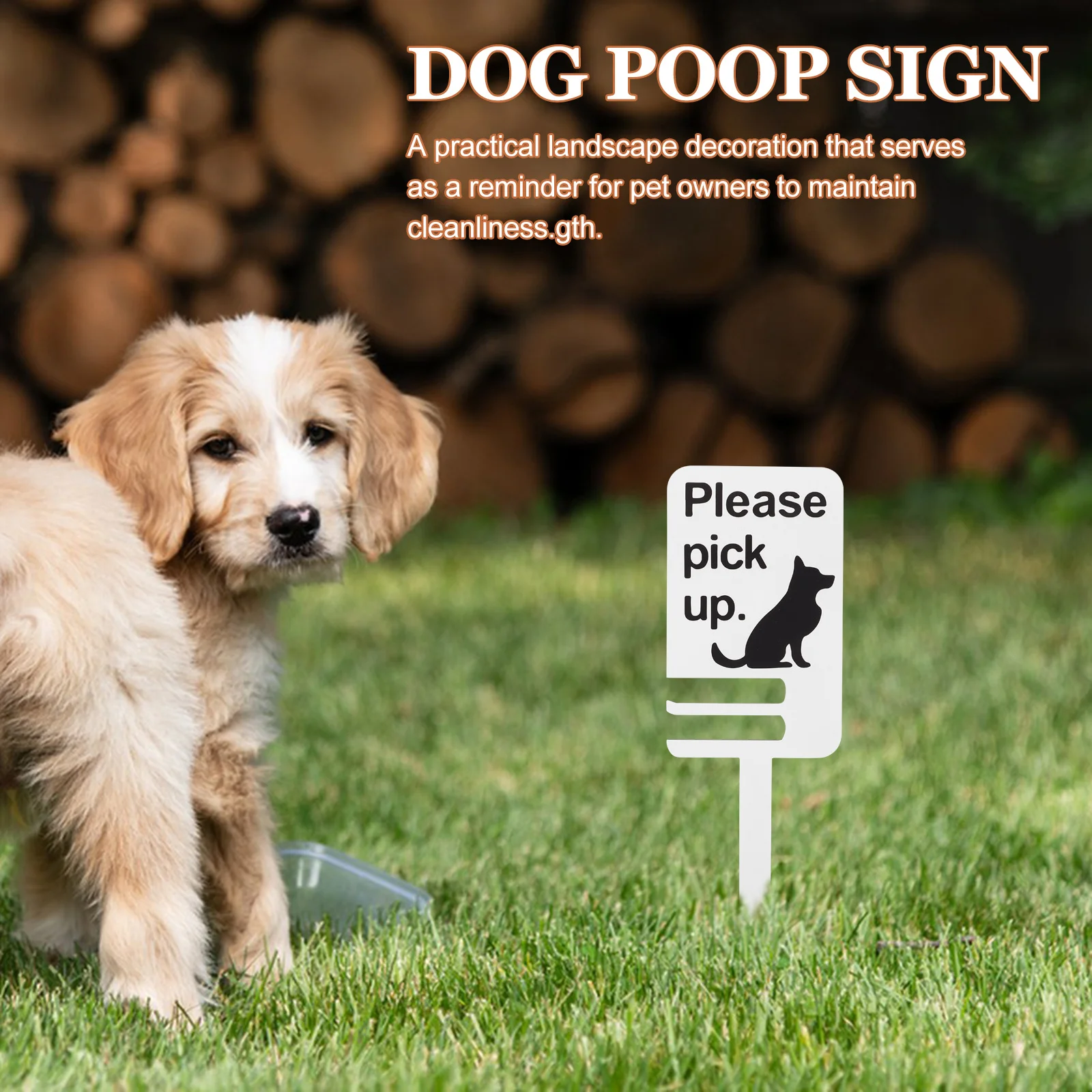 

Please Pick Sign Creative Wood No Pooping Dog Yard Sign Stake Pet Warning Notice Lawn Decoration Dog Warning Stake