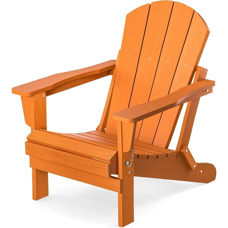 

Folding Adirondack Chair for Patio Garden Outdoors Heavy All-Weather Fire Pit Chairs - Orange