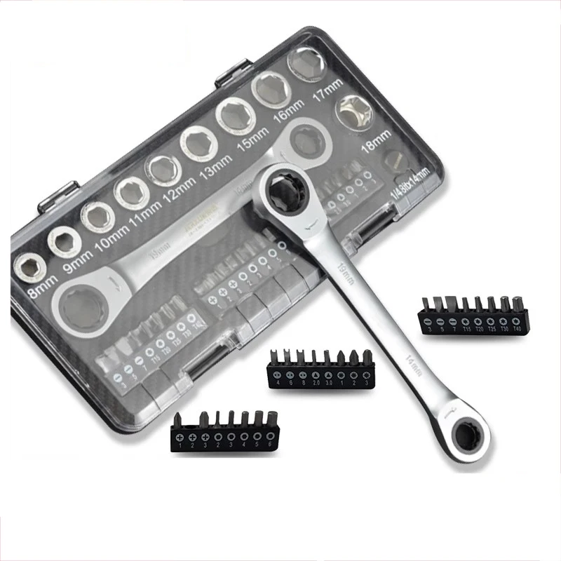 36Pcs Universal Ratchet Wrench Spanner Multitool Set, Portable Hand Tools Kit for Auto Car Repair набор ключей
