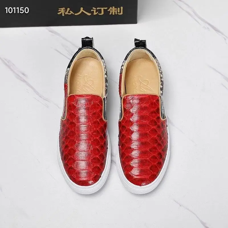 2023 new arrival Fashion snake skin causal shoes men,real leather sneakers PDD242