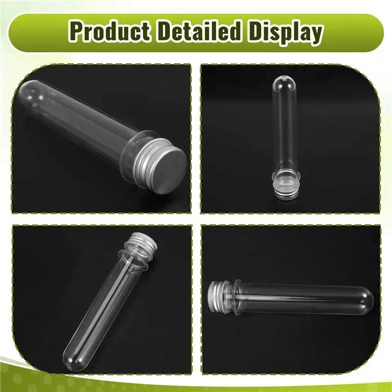 A60F-25 Pcs 45ML Plastic Test Tubes Metal Cap Screw Lid Containers 45ML Plastic Test Tubes Containers For Cosmetic Travel Lotion