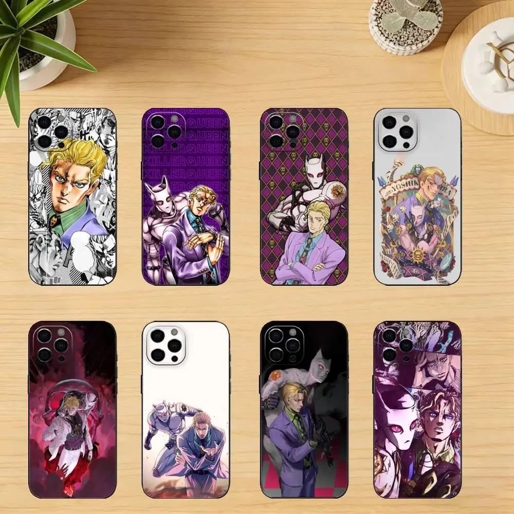 

K-Kira Yoshikage Phone Case For iPhone 17,16,15,14,13,12,11 Plus,Pro Max,SE4Soft Silicone Black Cover