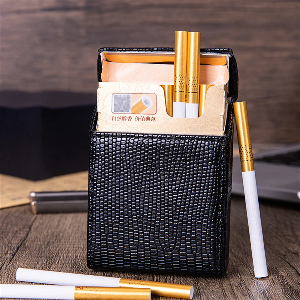 PU Leather Texture Cigar Case Fashion Portable Tobacco Holder Hold 20 Cigarettes Storage Box For Men Gift Cigarette Accessories