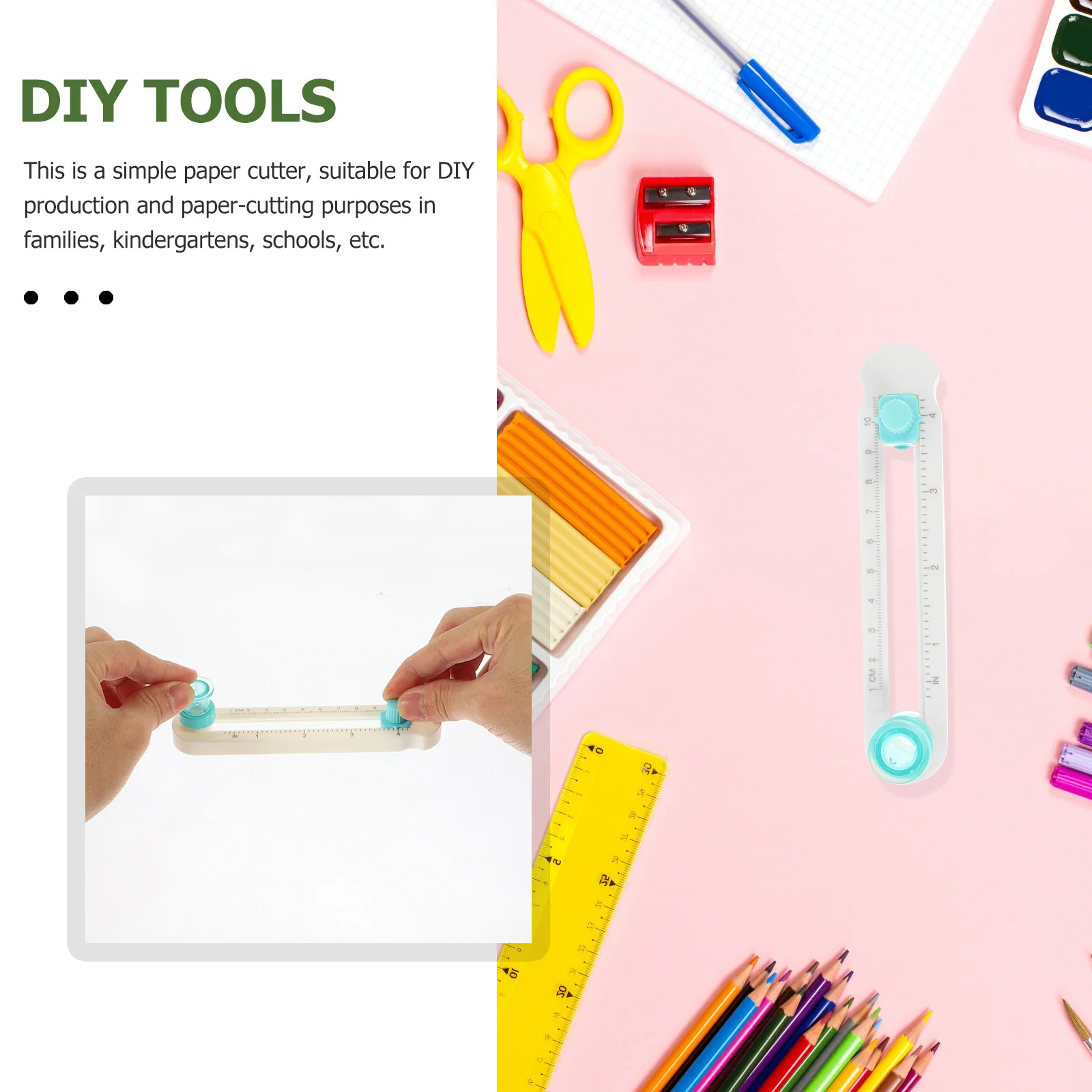 قاطع الورق الدائري، بوصلة دوارة سهلة القطع، مادة PP متينة، أداة قطع بوصلة يدوية لبطاقات الحرف اليدوية #5