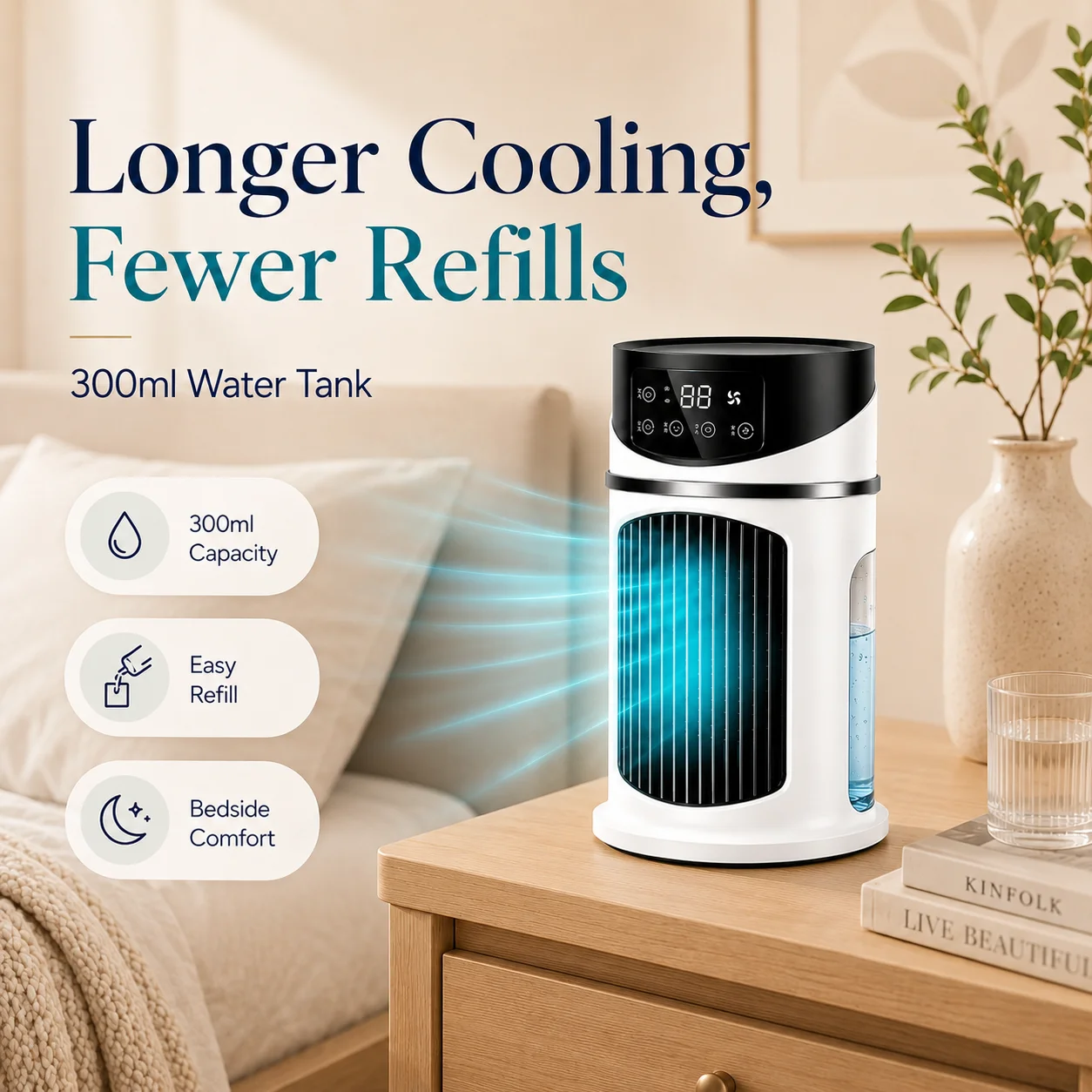Refroidisseur évaporatif portable silencieux à 6 vitesses avec humidification, mini climatiseur personnel pour la maison et le bureau