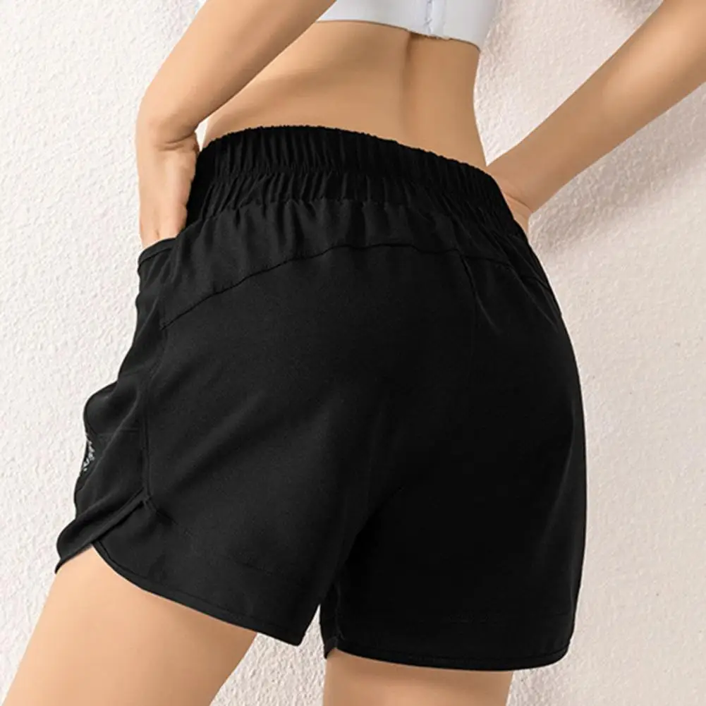 

High-rise Fitness Shorts High Waist Women's Sports Shorts with Mesh Pockets for Running Yoga Quick-drying Athletic for Fitness