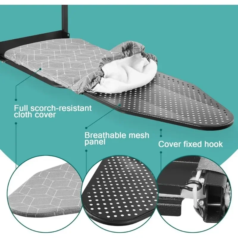 Hanging Ironing Board 14x42 Inches with Storage Pocket and Iron Holder for Home Laundry