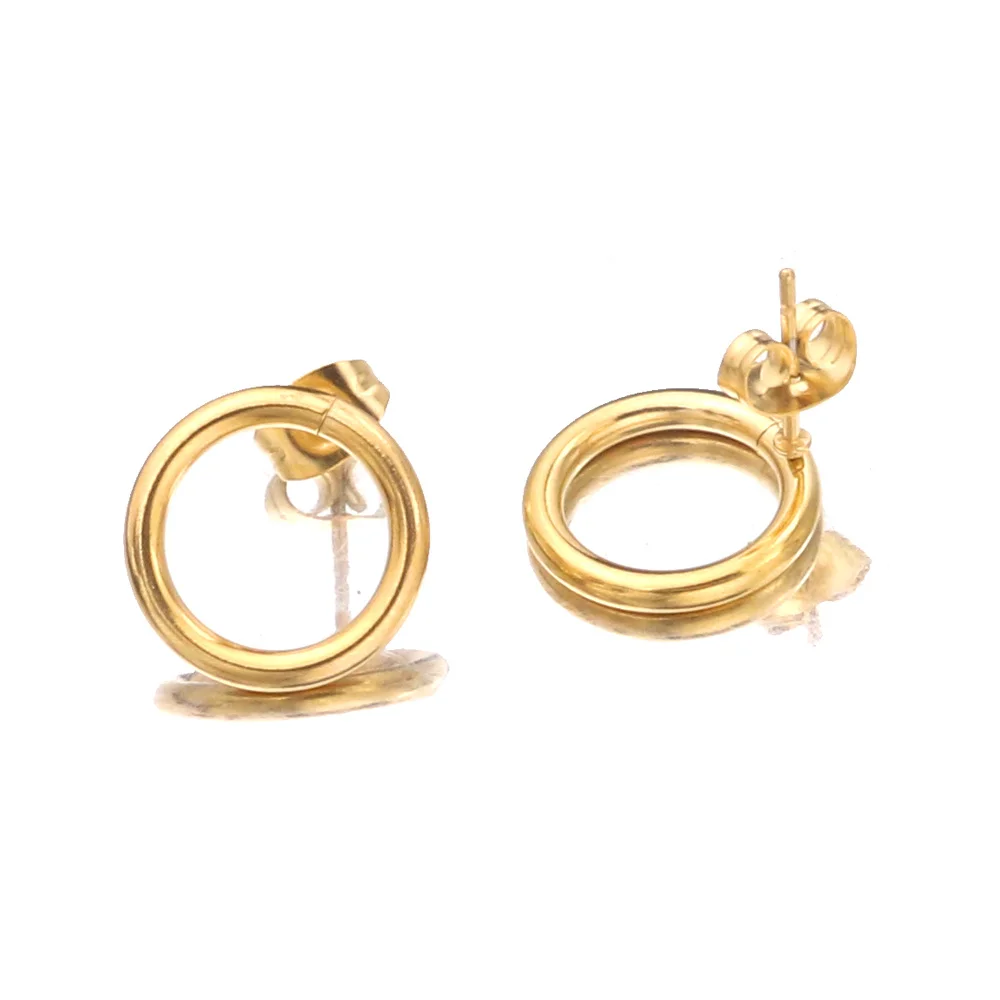 

10pcs/lot Stainless Steel Gold Tone Earrings Findings 14mm Round Post Connector DIY Jewelry Making Findings Supplies Wholesale