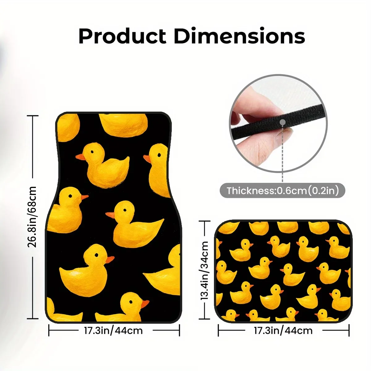 4Pc, Non-Slip Material Car Floor Mats - Yellow Duck Pattern, Suitable for Sedans, Suvs, Interior Decorations, and Protection of the Car's Bottom