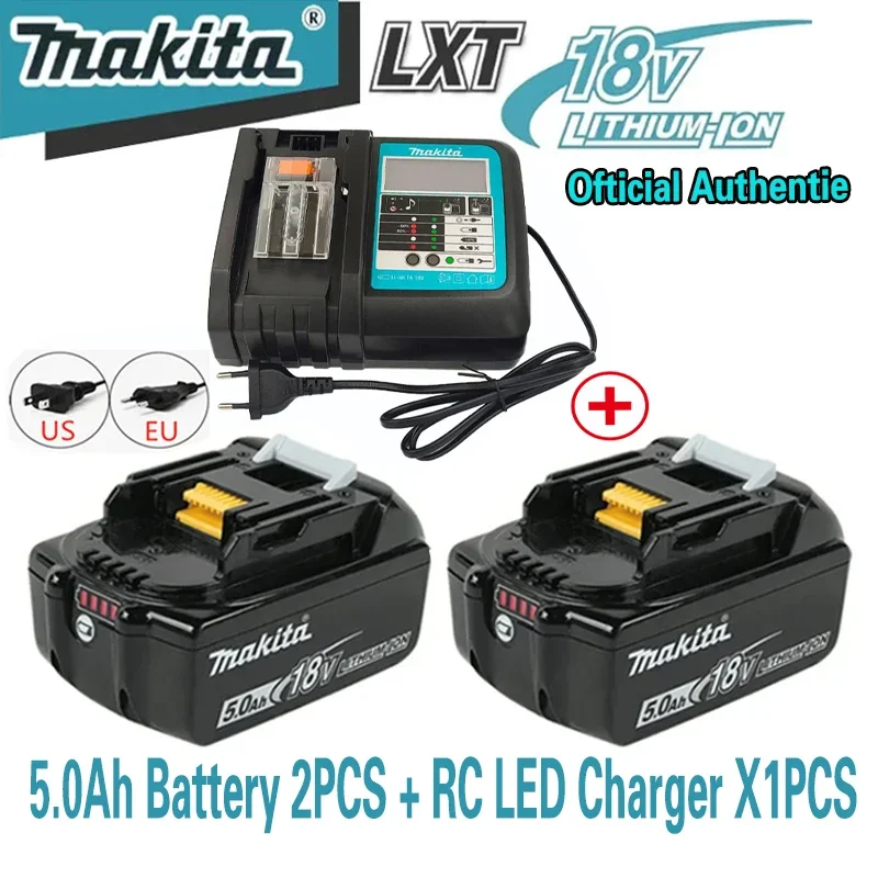 

Makita-batería recargable de 18V para herramientas eléctricas, pila original de 5Ah con reemplazo de iones litio LED,BL1850