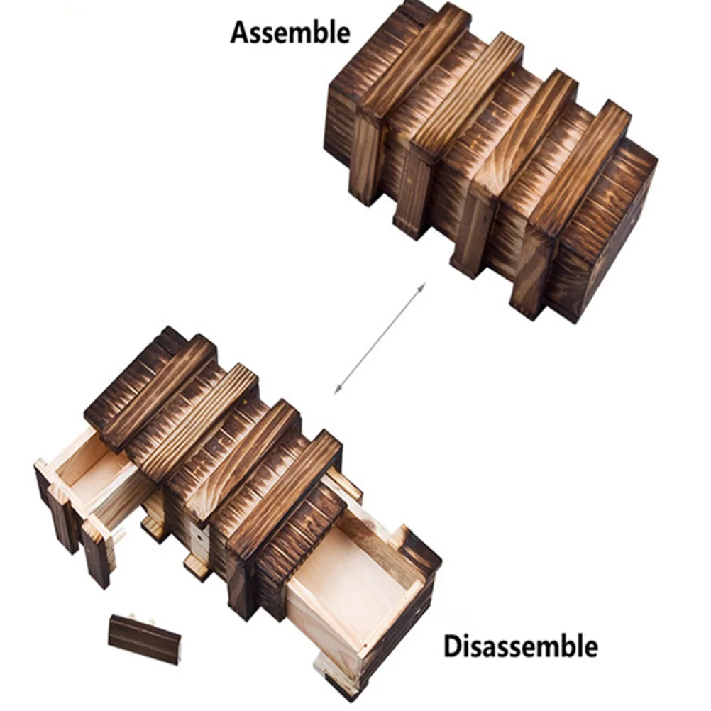 2pcs Three-Opening Puzzle Box Wooden Secret Drawer For Kids Secure Storage Brain Teaser Educational Hidden Compartment Game