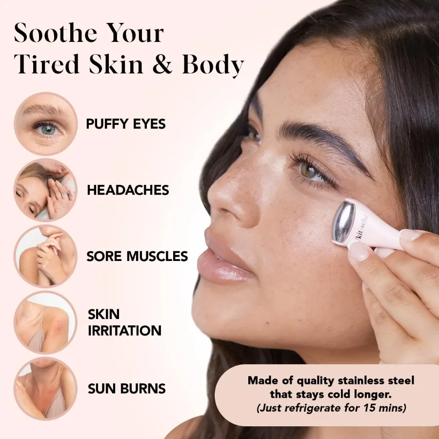 Mini Facial Roller Ice Face Roller Skin Care Tool Set for Women Face Massager for Puffy Eyes Cold Therapy Lymphatic Drainage Ma