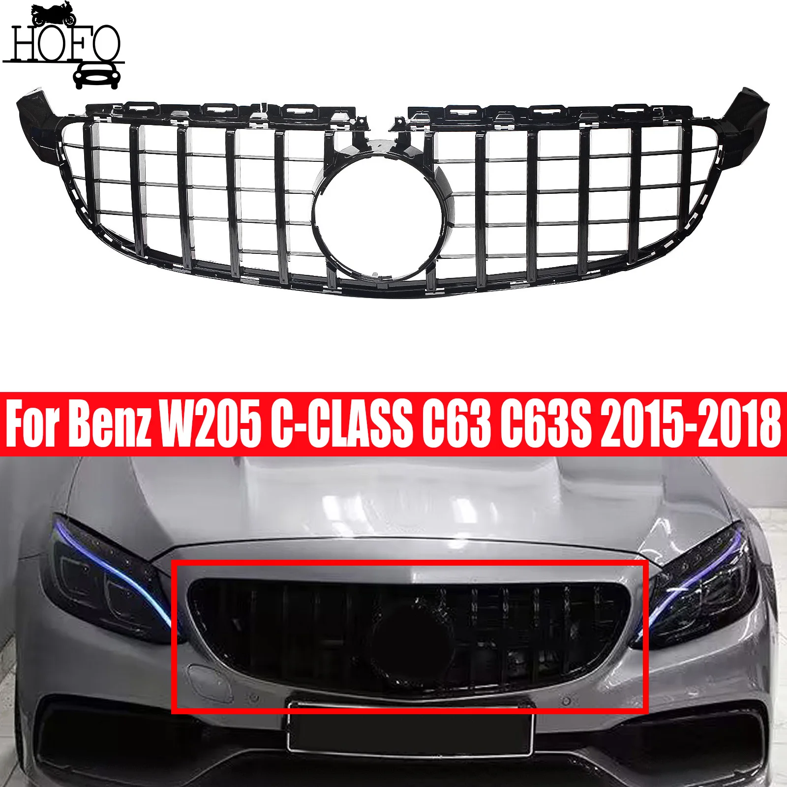 

Front Grille Bumper Grill Inlet Mesh Grid Tuning Accessories For Benz W205 C-CLASS C63 C63S 2015-2018