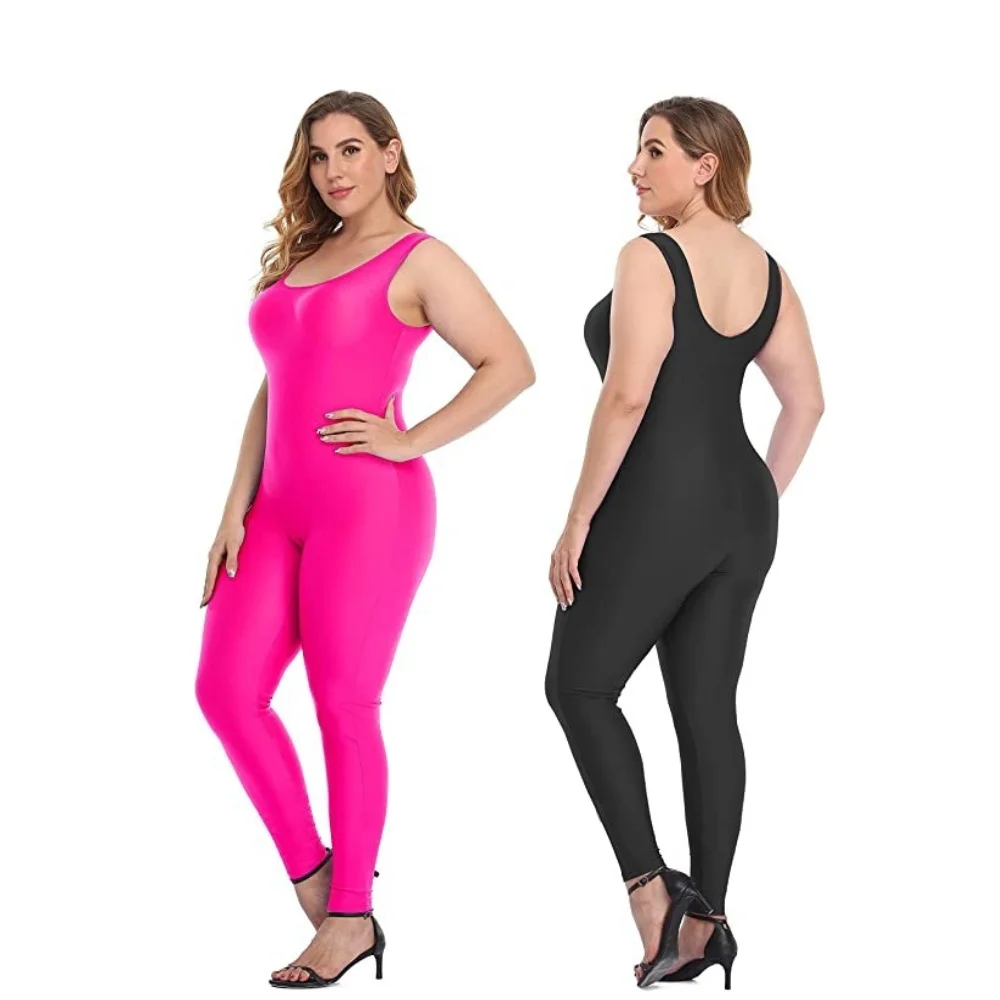 

Women Spandex Tank Unitard Sleeveless Black Gymnastics Unitards Full Bodysuit Jumpsuit Ballet Stage Dance Costume Plus Size