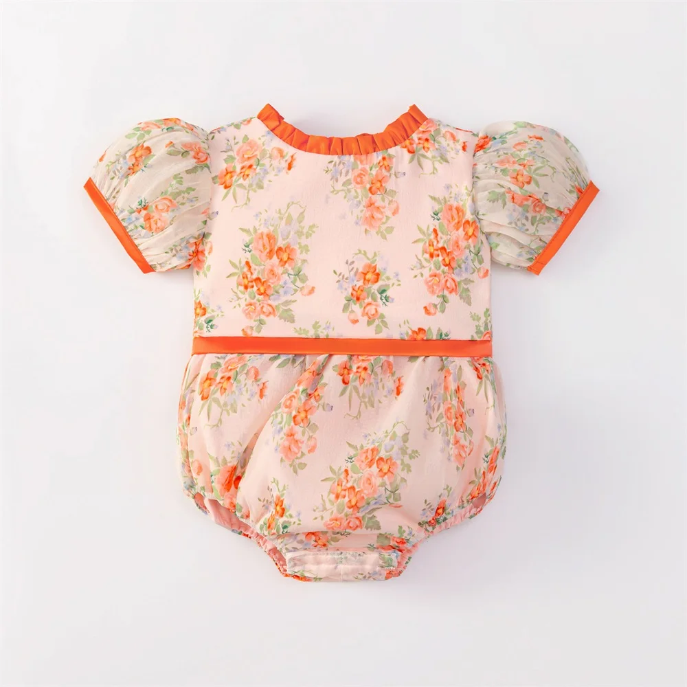 

Infant Floral Party Princess Gown For Girls Baby Kids Orange Tutu Dress Climber Clothes Baby 100-day Feast Crawl Costume Clothin