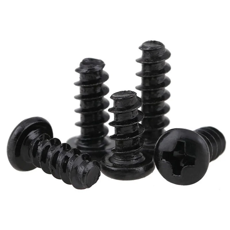 100pcs/lot Cross Recessed Pan Head Self-tapping Screw  Black Carbon Steel Phillips
