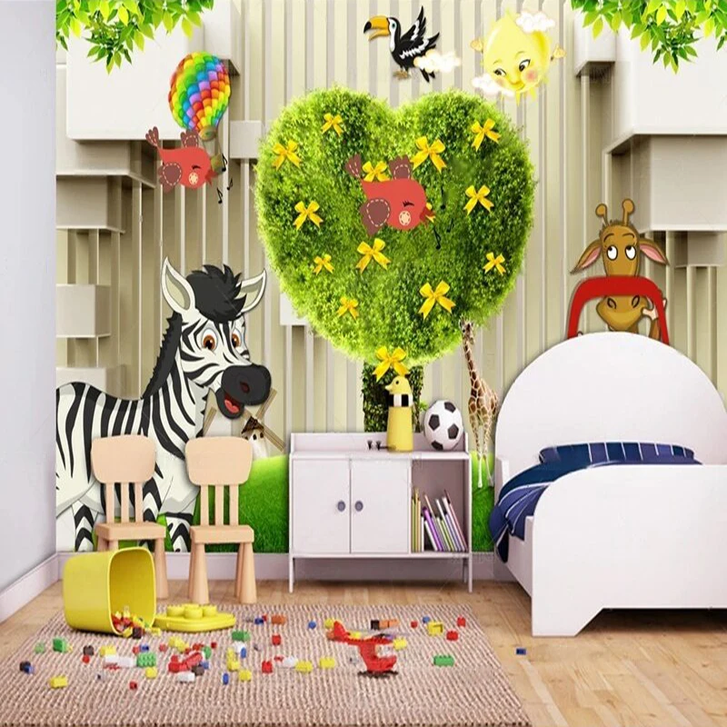 Nordic simple 3D heart-shaped tree fresh and beautiful children's room TV luxurious home decoration, bedroom background wall
