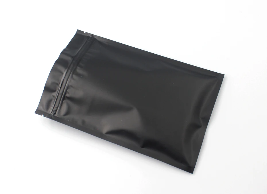 50 Stück wiederverschließbare Kaffee-Kräuterpulver-Reißverschluss-Packungsbeutel, geruchsdicht, flache Beutel, mattschwarz, kleine Aluminiumfolie mit Reißverschluss – Detail 9