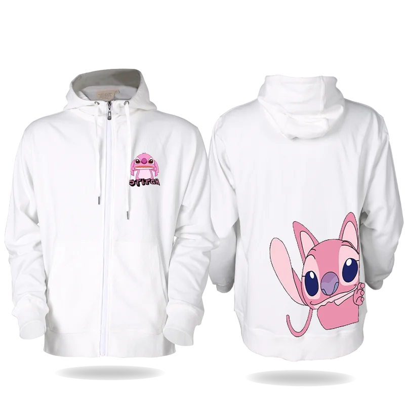 Cartoon style Disney fashion hooded sweatshirt jacket, Stitch hooded cardigan jacket, couple\'s zipper hooded sweatshirt