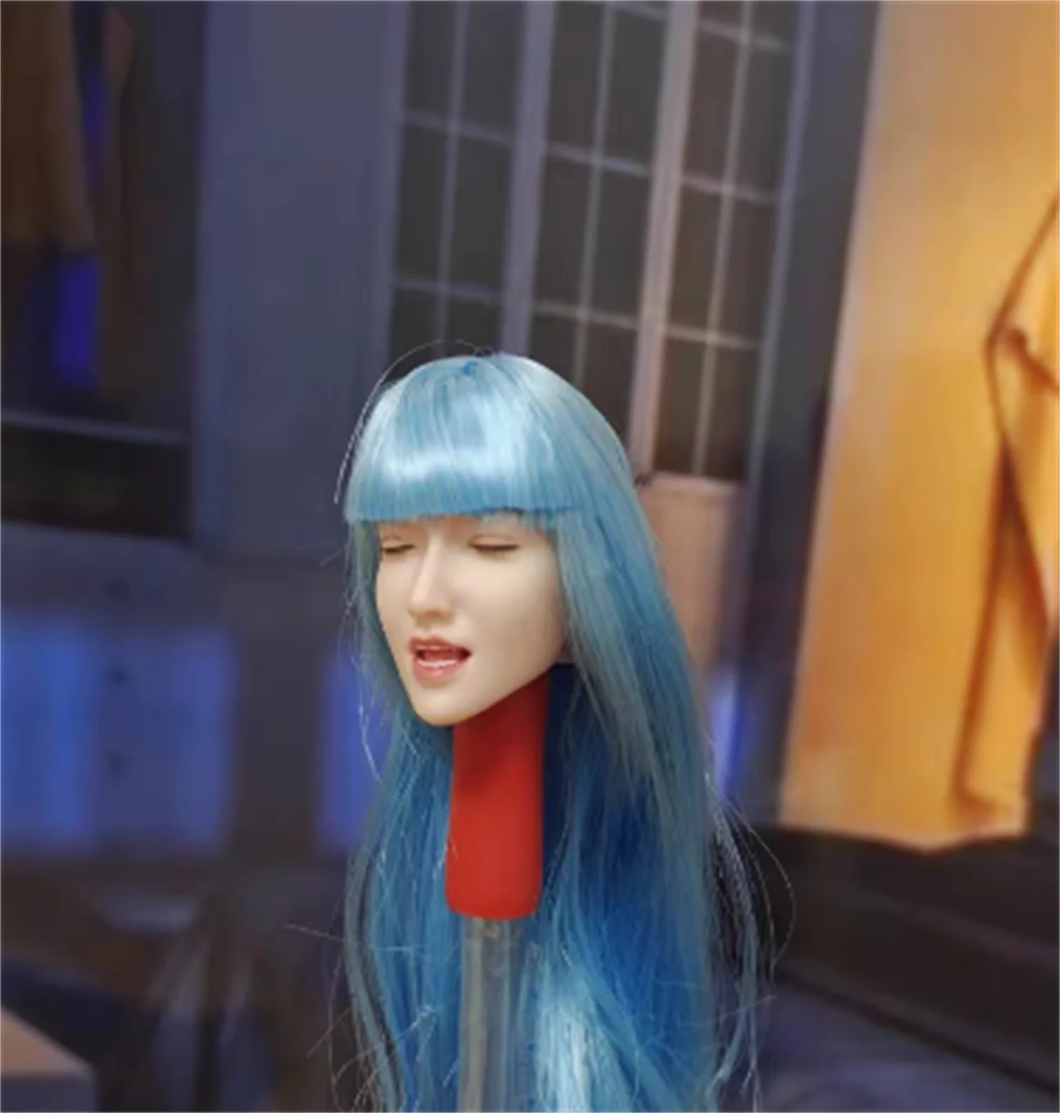 1/6 Occhi Chiudi Espressione Testa Sculpt Rosa pallido/blu/Nero Capelli Piantati Per 12 pollici TBleague Phicen Action Figure Giocattoli di Modello