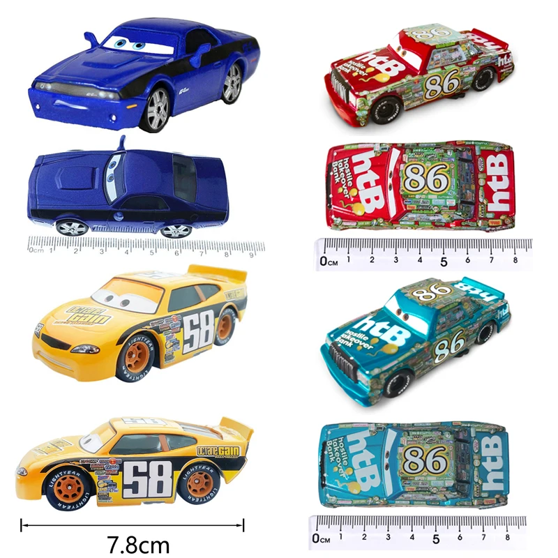 Diney Cars Pixar 1:55 Diecast รถของเล่นเด็กของขวัญวันเกิดอะนิเมะ Action Figure Storm Jackson Lightning McQueen Racing
