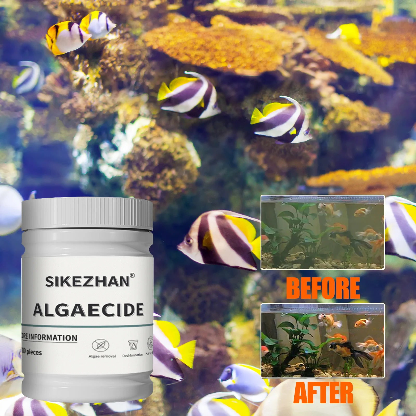 Algenentferner-Tabletten für Aquarien, schnelles, klares, bewölktes/grünes Wasser, reduzieren Algenwachstum, Aquarium-Wasseraufbereitung, einfach zu bedienen