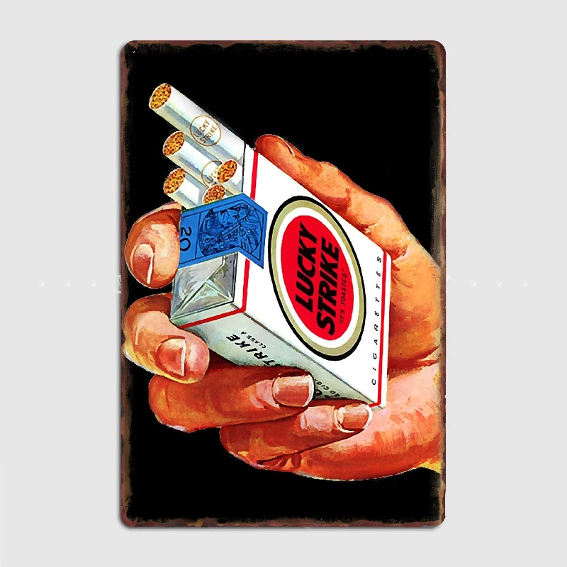 Lucky Strike Cigarettes Retro Art Metal Plaque Cinema Kitchen Wall Design Painting Décor Tin Sign Posters