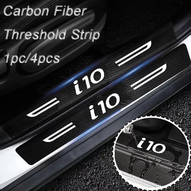 

Carbon Fiber Door Sill Car Stickers Threshold Anti Scratch for Hyundai i10 Logo Protective Film Waterproof Decals Accessories