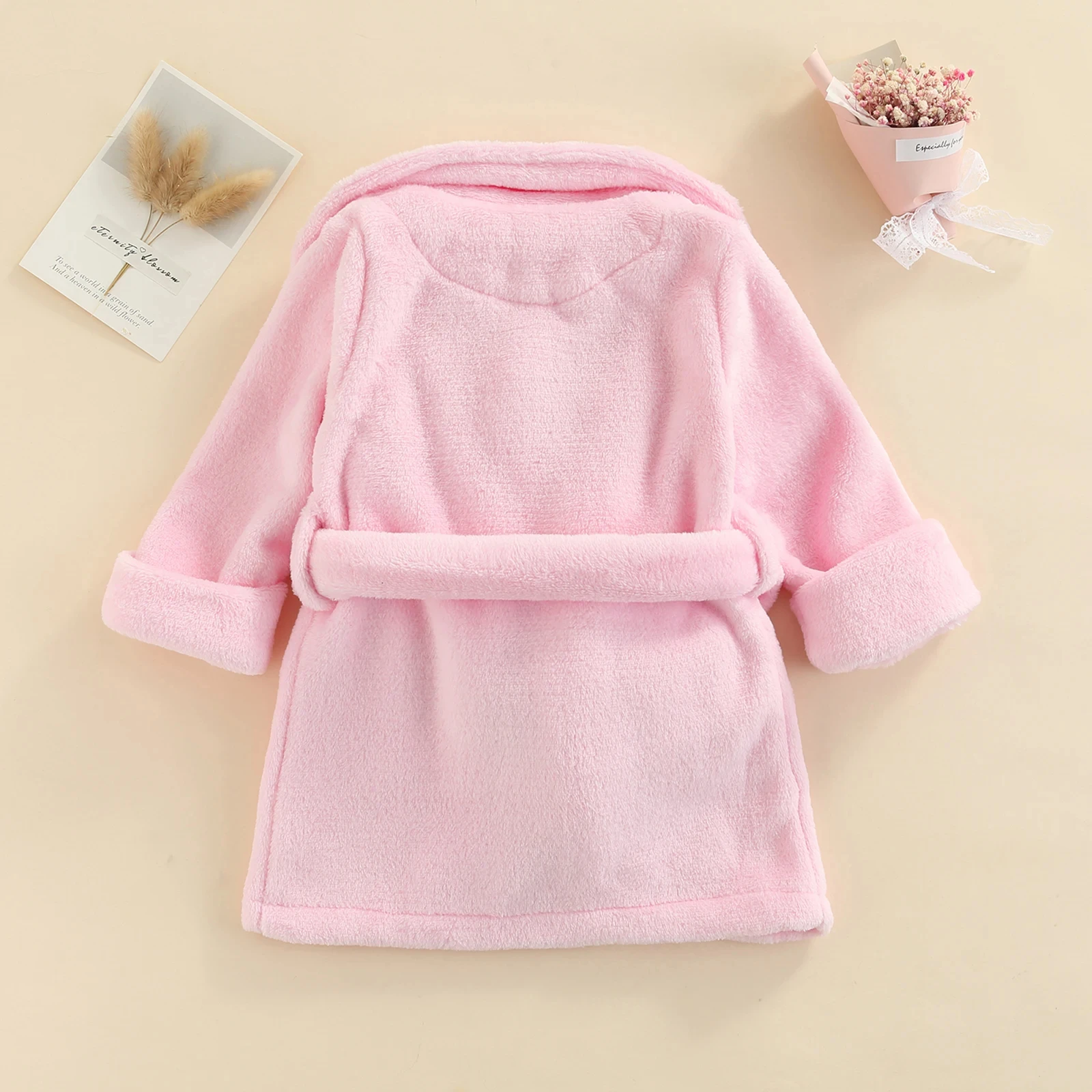 Cute Children Kids Flannel Animals Bath Robes Baby Boys Girls Solid Color Pink Blue Bath Towel Winter Kids Clothing