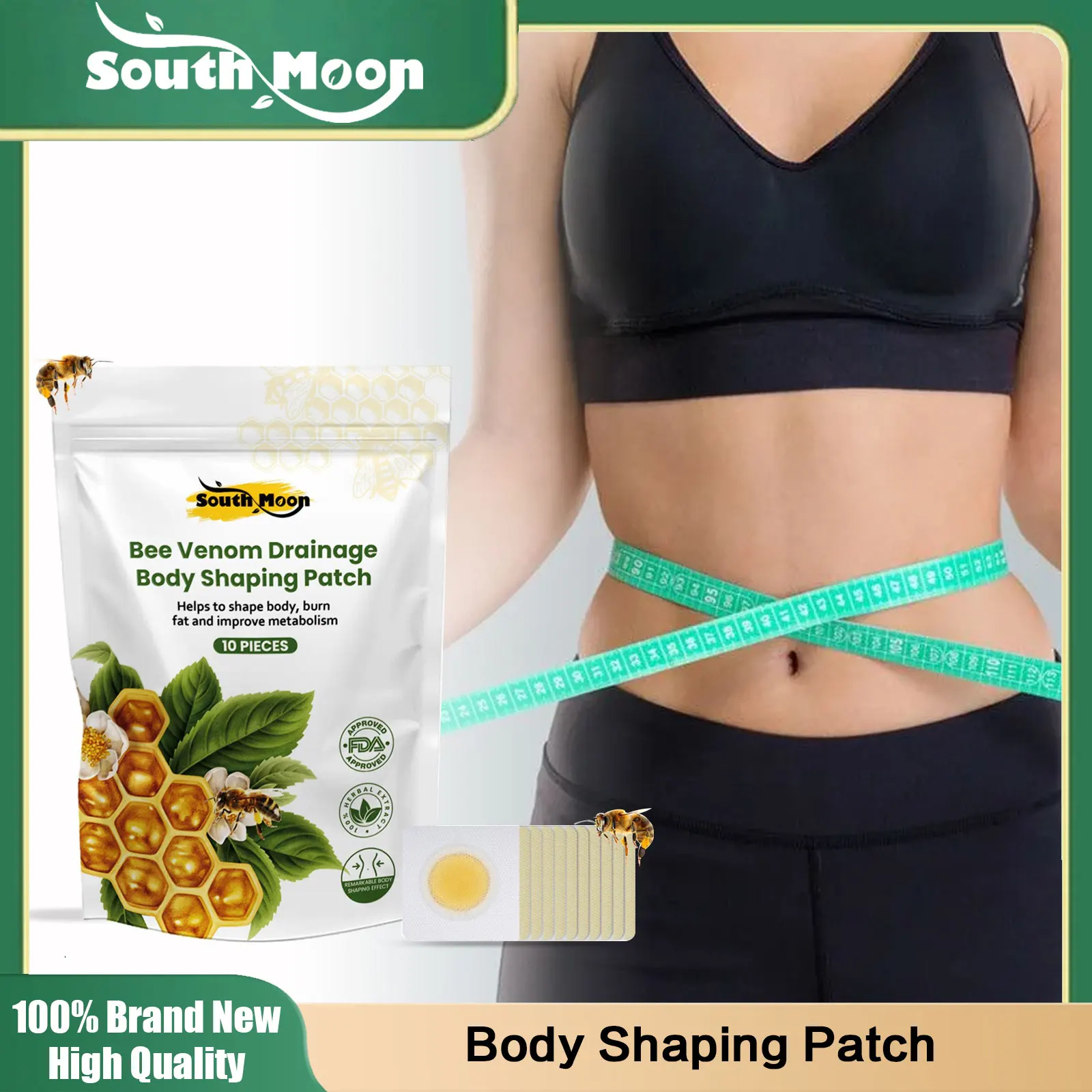 

South Moon Bee Venom Body Shaping Patches Anti Cellulite Waist Belly Arm Fat Burning Thin Body Improve Metabolism Detox Stickers