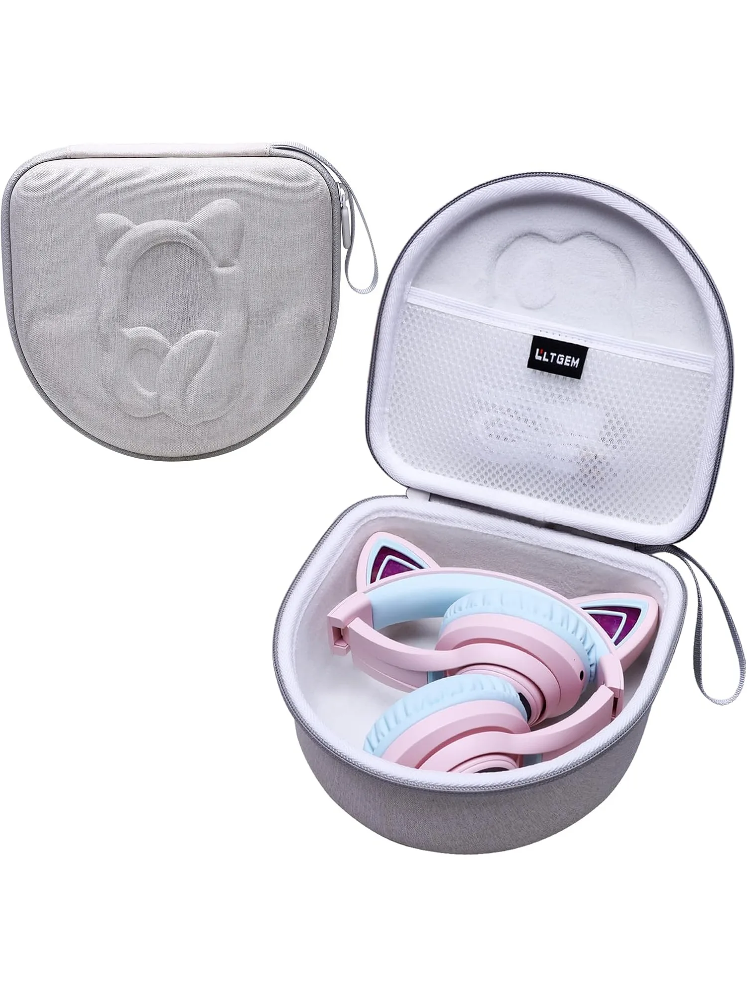 Etui na słuchawki dziecięce kompatybilne z iClever BTH13/Riwbox CT-7/CF9 i ONITOO B90 Cat Ear Kids Headphones, fioletowe (tylko etui) — zdjęcie produktu 7