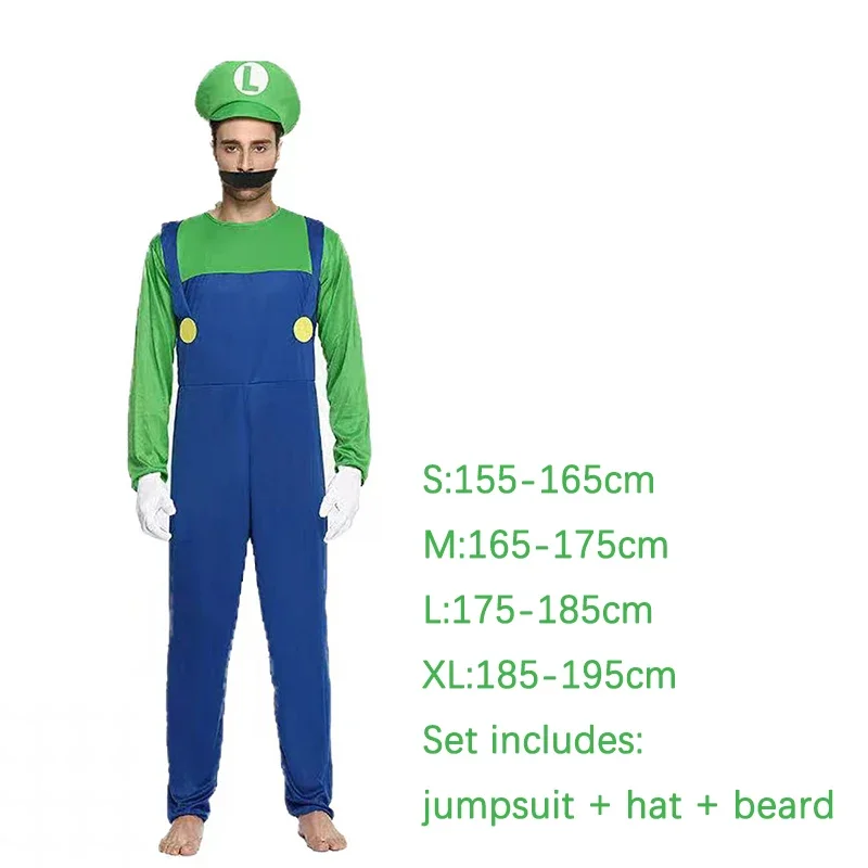 Adult Kids Game Funny Super Brother Mari Bros Fantasia Jumpsuit Man Dress Suit Anime Cosplay Costume Carnival Halloween Costumes images - 6