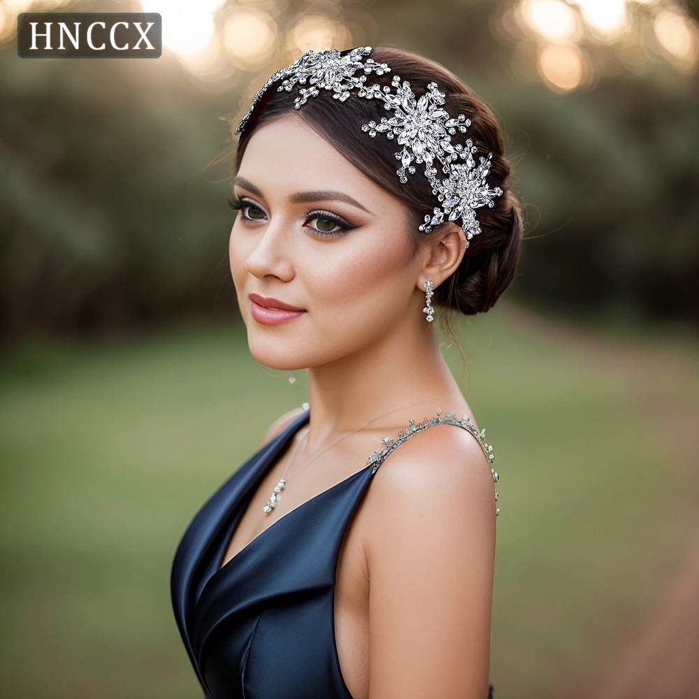 HNCCX Shiny Rhinestone Bride Headband Handmade Wedding Hair Accessories Pageant Crown Bridal Tiara Women Headdress Party CP451