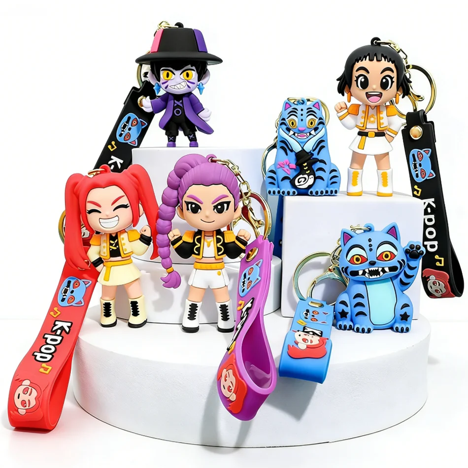 

6-Pack KPOP Keychains Tiger Image PVC Girl Group Doll Keychains Cute Harajuku Style Key Rings Decorations Suitable for Kids
