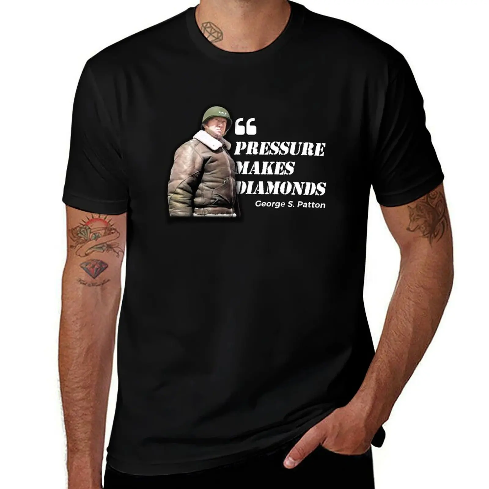 George S. Patton Quote Design - Pressure Makes Diamonds T-Shirt funny gifts graphic t shirt vintage T-shirts for men cotton