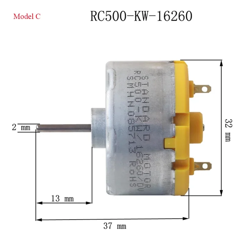 Micro 500 Long Shaft DC Motor 6V 9V 12V Metal Brush Mini 32mm Round Spindle for DIY Automatic Sprayer Alarm Light Sweeper