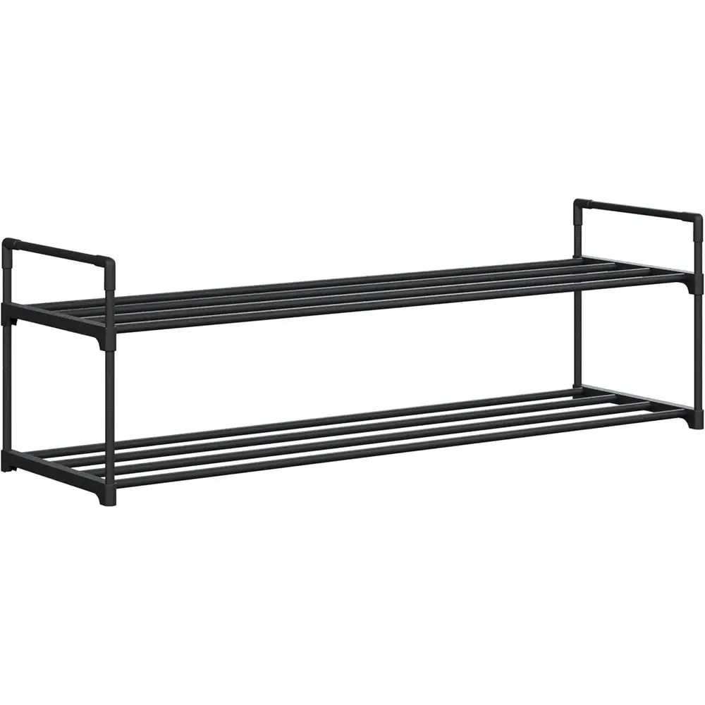

Shoe Rack - 2-Tier Shoe Organizer or Closet, Bathroom, Entryway - Shel Holds 10 Pairs Sneakers, Heels, Boots by (Black)
