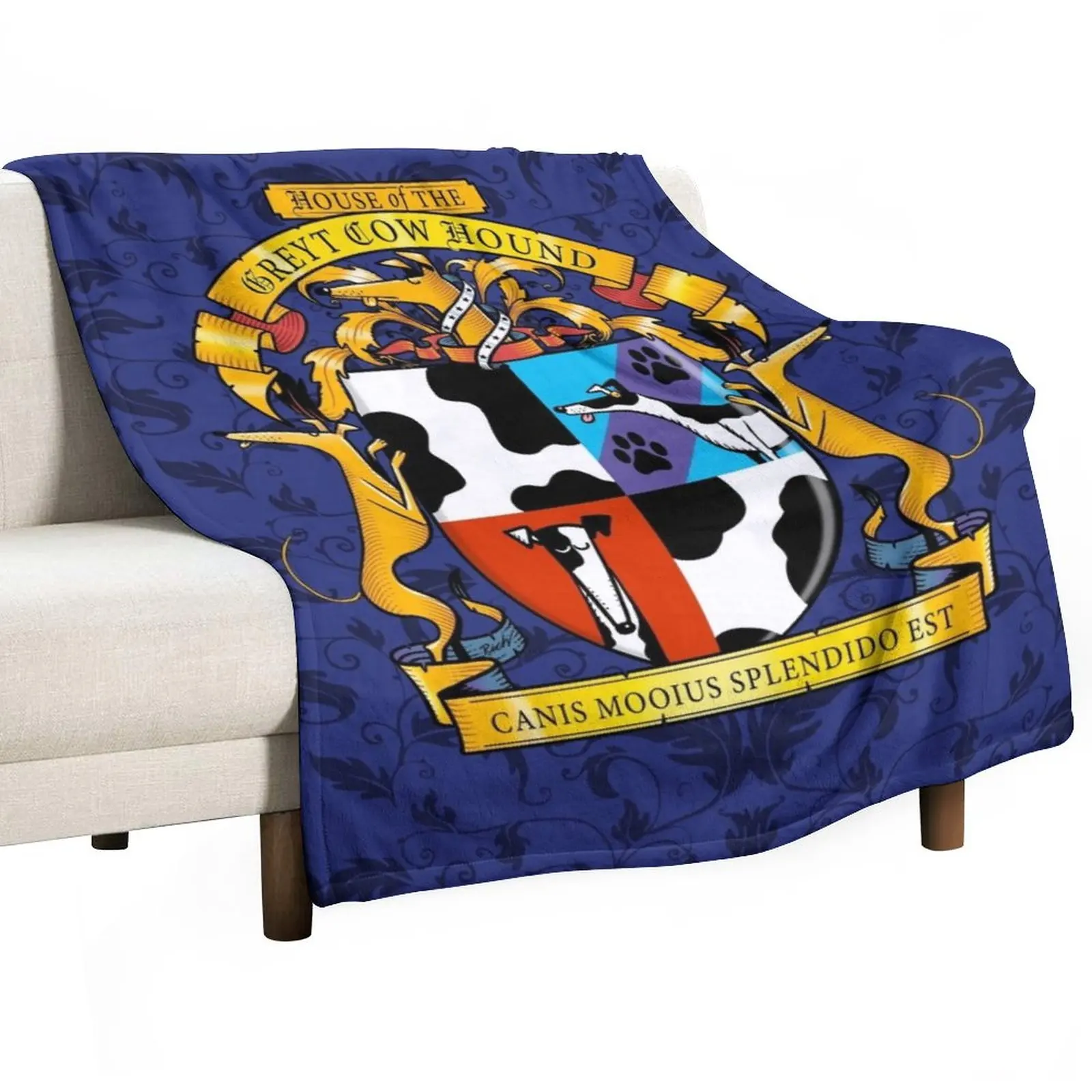 

Greyhound Heraldry: Greyt Cow Hound Throw Blanket Soft Plush Plaid Fluffys Large For Baby Blankets