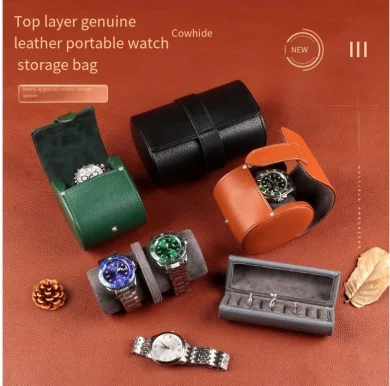 Watch Storage Collection Box Portable Jewelry Jewelry Box Compact Travel Genuine Leather Handmade Watch Bag