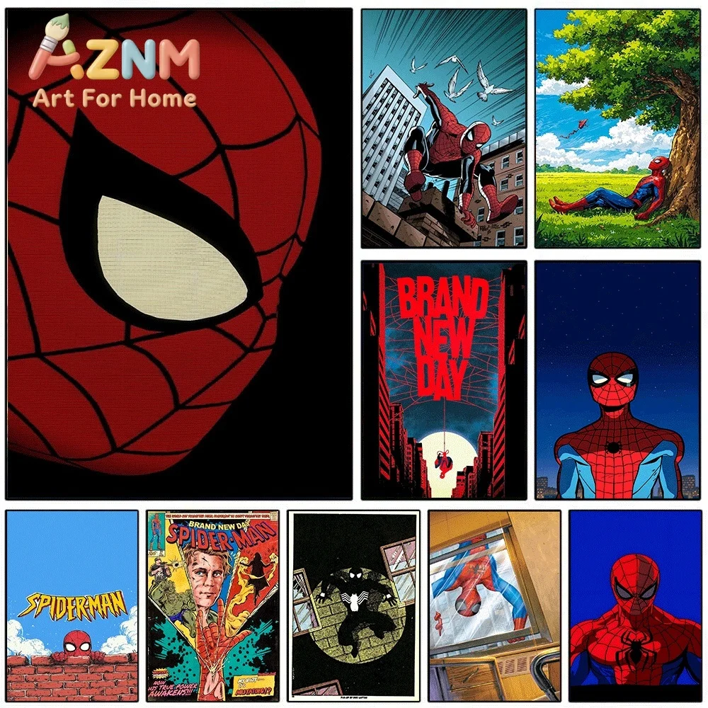 Spider Man Classic Comic Canvas Wall Art No Frame Superhero Brand New Day Poster Print Home Bedroom Living Room Decor Artwork