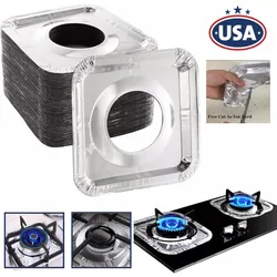 20PCS Aluminum Foil Gas Stove Burner Covers Disposable Oil-Proof Liners Kitchen Cooking Protector Easy Clean Stove Guard