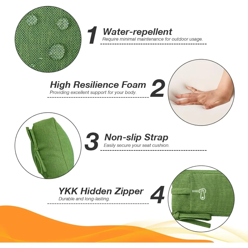 وسائد مقعد وسادة كرسي عالية الظهر للاستخدام الخارجي، وسائد أثاث فناء مقاومة للماء ومقاومة للبهتان مقاس 44 × 21 بوصة مع أربطة لـ #3